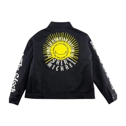 Black Saint Michael Zip-Up Work Jacket